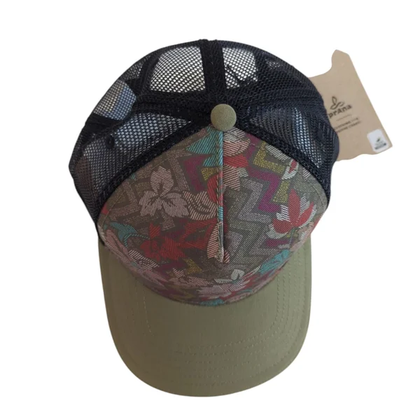 NWT Prana Netplus Floral Lower Pines Trucker Hat Unisex O/S Cargo Green Adjusts - Picture 10 of 16